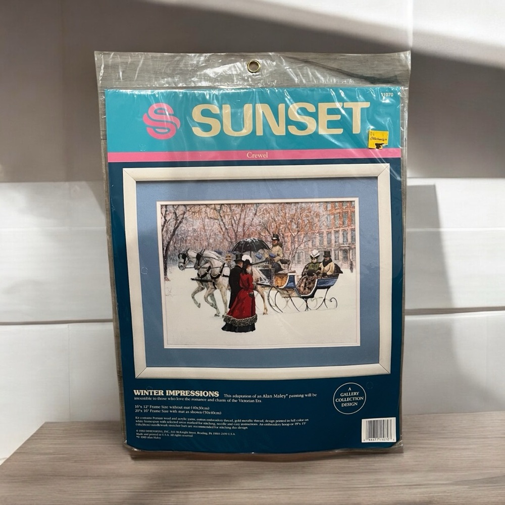 🐈OKC🐈 Vintage NWT Sunset Crewel “Winter Impressions” Embroidery Kit